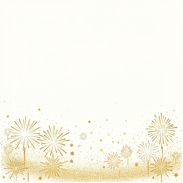 un fond blanc avec une fleur brillante dorée et des flocons de neige