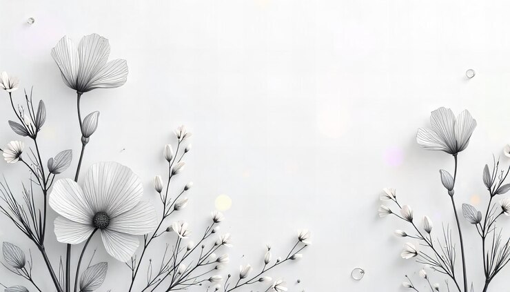 un fond blanc avec des fleurs et des papillons