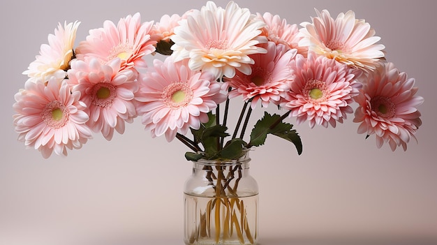 Fond blanc avec des gerberas isolées