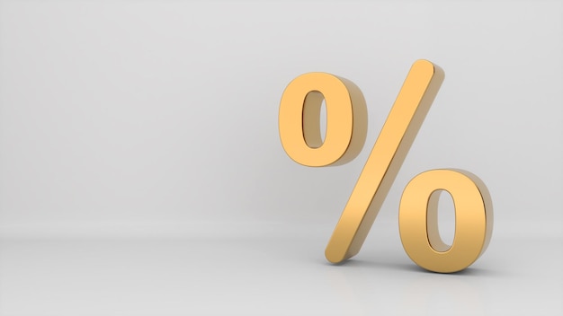 Sur un fond blanc, un graphique d'intérêt de la finance d'entreprise est affiché pour cent de la police d'or rendu 3D