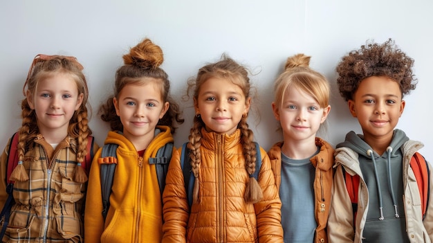 Sur un fond blanc il y a un collage avec de jeunes étudiants