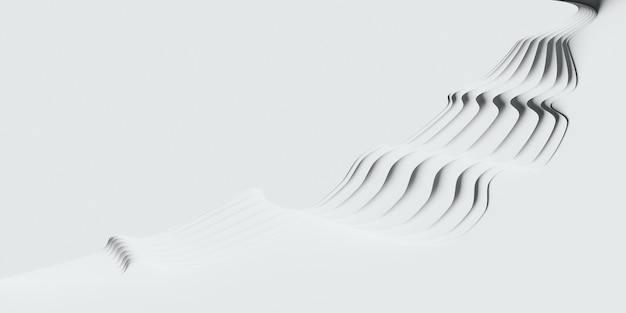 Fond blanc avec une illustration 3d de vague blanche d'ombre