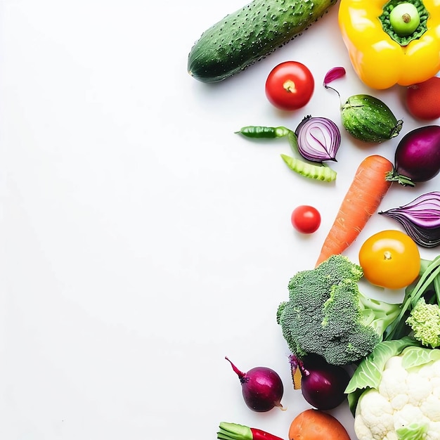 Un fond blanc avec des légumes et un fond blanc