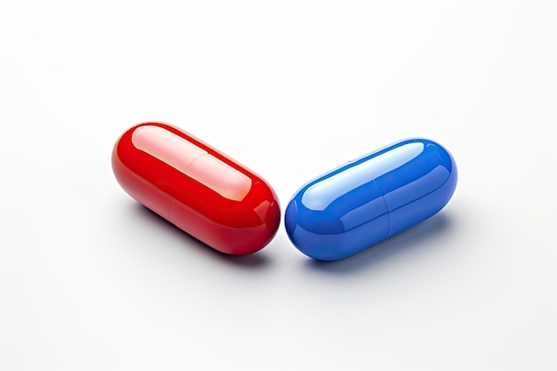 Fond blanc Pharmacie Capsule pilules Bleu blanc et rouge blanc Pharmacie Global Healthcare Ph