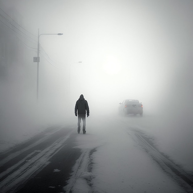 Fond blanc rannig man road ai généré