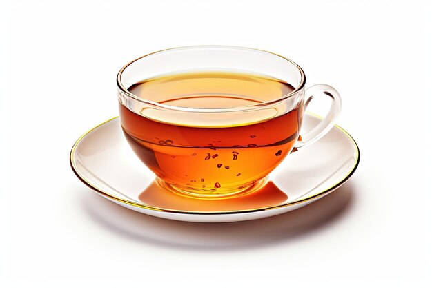 Fond blanc avec une tasse de thé