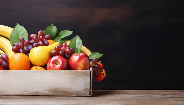 Un fond blanc avec une variété de fruits et de légumes