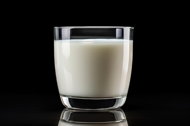 Fond blanc avec un verre de lait