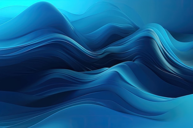 Un fond bleu abstrait avec des lignes ondulées Generative AI