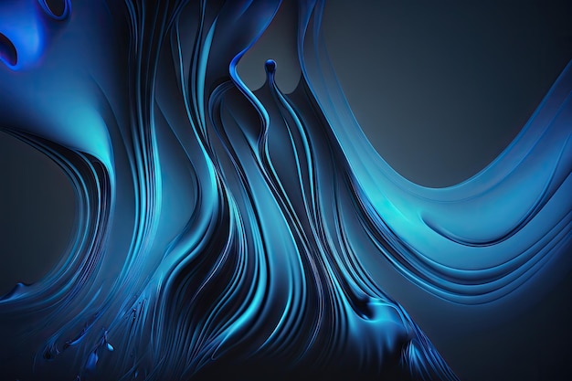 Fond bleu abstrait vague liquide avec des effets de lumière et d'ombre créés avec générative ai