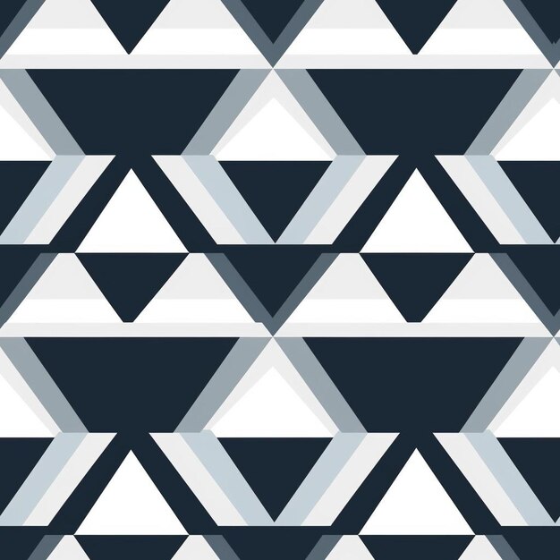 Un fond bleu et blanc avec des triangles et un noir et blanc.