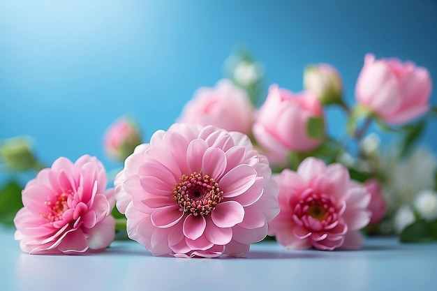 fond bleu clair avec de belles fleurs