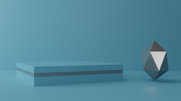 Fond bleu de conception de podium de rendu 3D