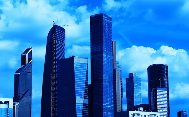 Fond bleu du centre d'affaires de la ville de Moscou hd