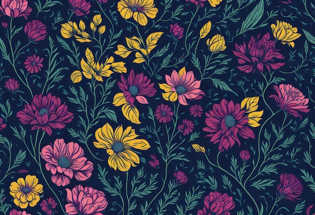 Un fond bleu foncé avec un motif floral.