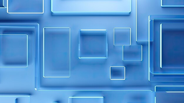 Photo fond bleu de formes géométriques 3d avec glassmorph