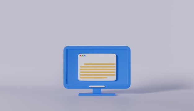 Un fond bleu avec une icône de moniteur avec un écran numérique