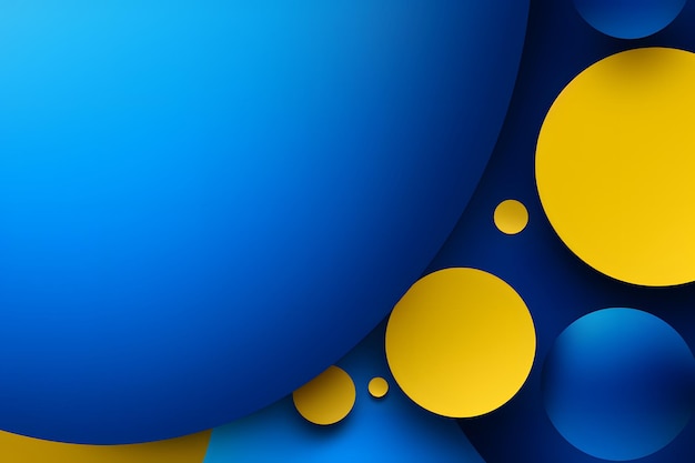 fond bleu et jaune avec cercle de points jaunes et bleus