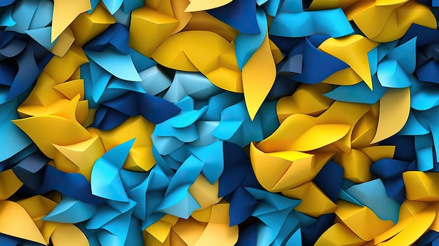 Un fond bleu et jaune avec un papier bleu et jaune qui dit "bleu"