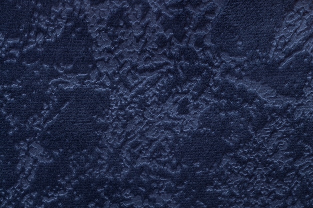 Fond bleu marine à partir d&#39;une matière textile d&#39;ameublement souple, gros plan.