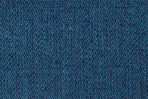 Fond Bleu Marine De Textile De Texture De Laine, Gros Plan. Structure De La Macro De Tissu En Osier.