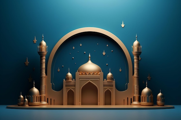 fond bleu mosquée 3d