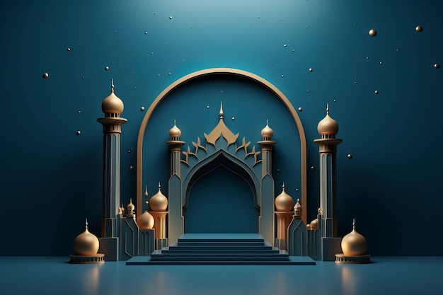 fond bleu mosquée 3d