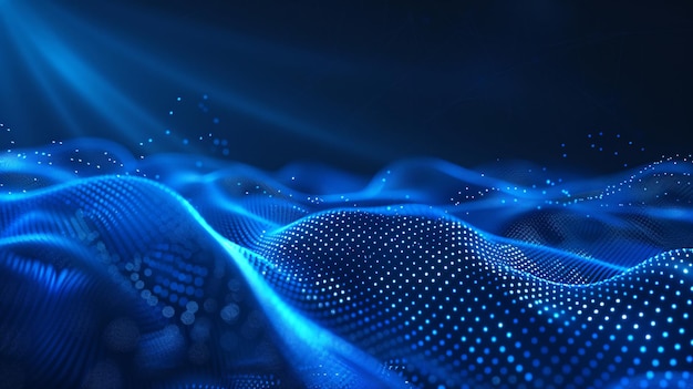 un fond bleu avec un motif de points et de lignes