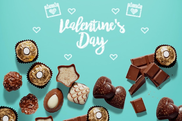 Un fond bleu avec un panneau indiquant la Saint-Valentin.