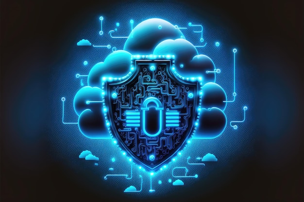Fond bleu de sécurité cloud Cyber technologie pour la finance ou les affaires