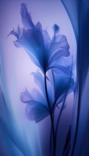 Fond bleu violet floral doux par Generative AI