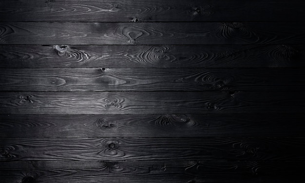 Fond en bois noir vieilles planches en bois texture mur de charbon sombre pour le produit
