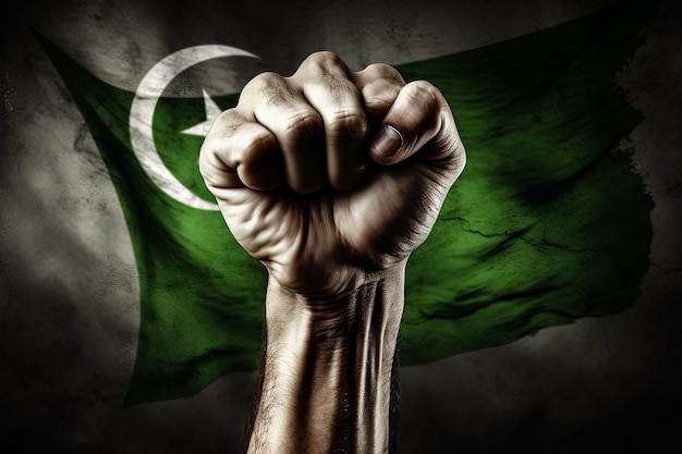 Fond de bokeh drapeau pakistanais avec le symbole islamique de victoire IA générative