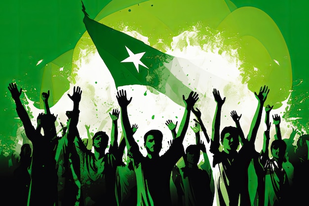 Fond de bokeh drapeau pakistanais avec le symbole islamique de victoire IA générative