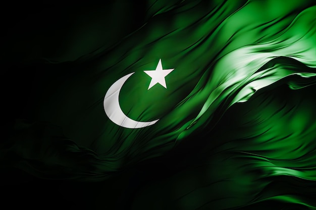 Fond de bokeh drapeau pakistanais avec le symbole islamique de victoire IA générative