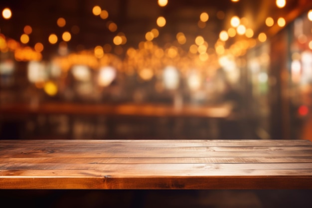 fond de bokeh de table en bois