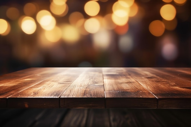 fond de bokeh de table en bois