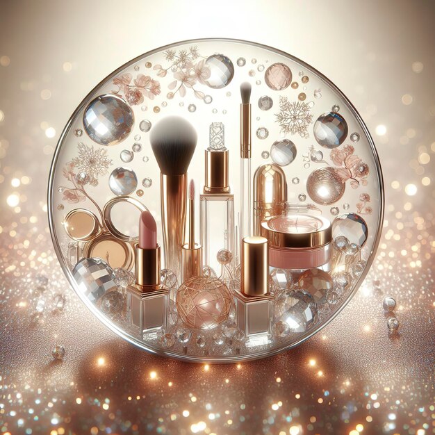 Fond de bokeh en verre cristal de mode beauté pour l'affichage de produits cosmétiques