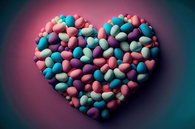Fond de bonbons en forme de coeur