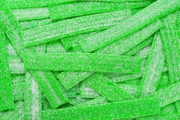 Fond de bonbons gommeux juteux verts Vue de dessus Bonbons à la gelée