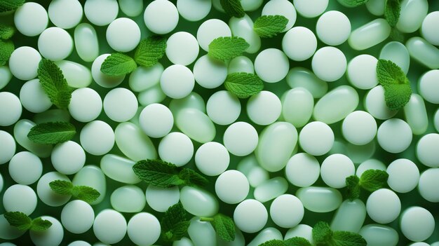 Fond de bonbons à la menthe blanche et verte Toile de fond douce IA générative