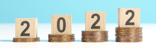 Fond de bonne année. Début financier à l'année 2022. 3d illustration