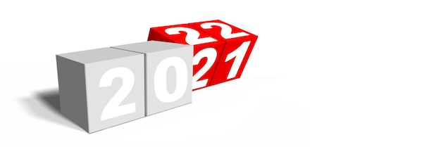 Fond de bonne année. Début jusqu'en 2022. Illustration 3D