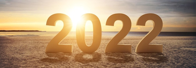 Fond de bonne année. Début jusqu'en 2022. Illustration 3D