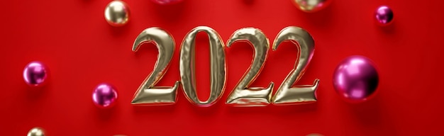 Fond de bonne année. Début jusqu'en 2022. Illustration 3D