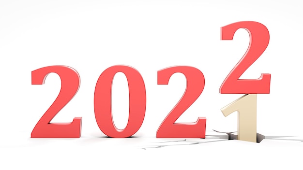 Fond de bonne année. Début jusqu'en 2022. Illustration 3D