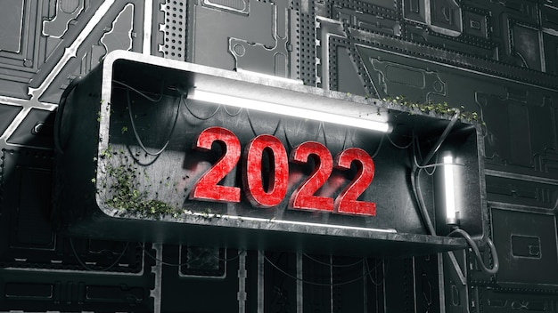 Fond de bonne année. Début jusqu'en 2022. Illustration 3D