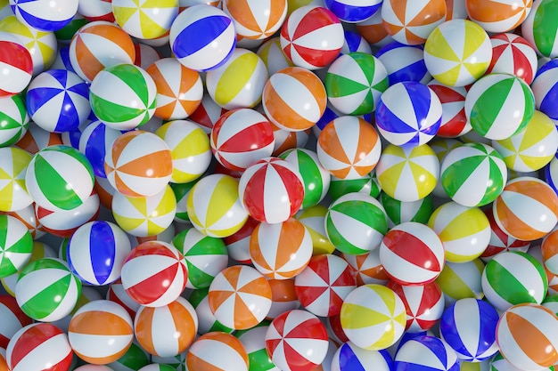 Fond de boules de plage colorées.