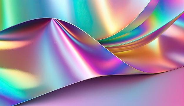 Fond brillant arc-en-ciel avec texture de feuille pastel colorée Illustration IA générative
