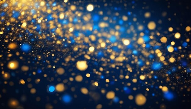 Photo le fond brillant de la fantaisie bokeh étoilé bleu doré